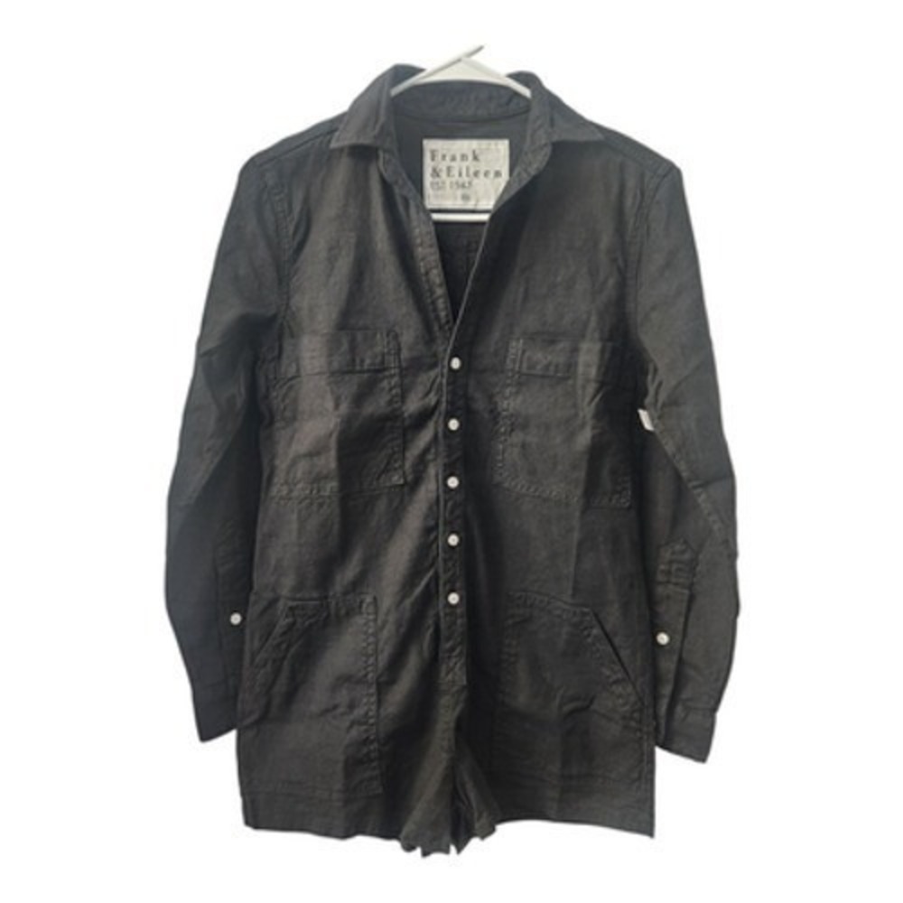 Frank & Eileen Ireland Black Linen Cotton‎ Utility Romper Size XXS New Casual